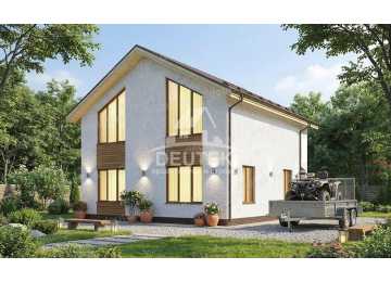 Проект стильного двухэтажного дома с большими окнами - LK-389