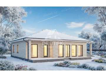 Проект одноэтажного дома 263 м² — 3 спальни, сауна, гараж на 2 авто и терраса - LK-563