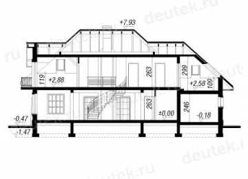 Проект двухэтажного дома с жилой мансардой и гаражом  SM-7 SM-7