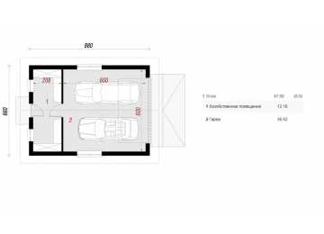 Проект одноэтажного двухместного гаража из керамоблоков в европейском стиле - SK-15 SK-15
