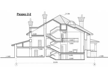 Проект двухэтажного дома из кирпича в стиле барокко с двухместным гаражом и кабинетом, с площадью до 500 кв м PA-12