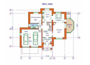 Проект узкого трёхэтажного дома из кирпича в стиле барокко с цокольным этажом и двухместным гаражом, с площадью до 300 кв м  PA-24