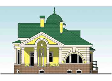 Проект двухэтажного дома в стиле барокко из керамоблока и кирпича с цокольным этажом и эркером, с размерами 12 м на 13 м EV-23