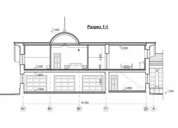 Проект гаража для трёх машин из кирпича в стиле барокко c размерами 17 м на 9 м и площадью до 250 кв м -  PA-62