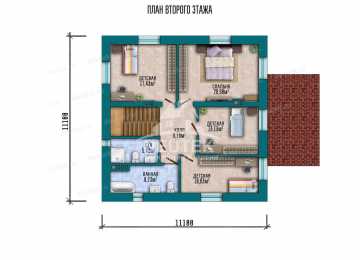 Проект двухэтажного дома с размерами 11 м на 14 м  SRK-20
