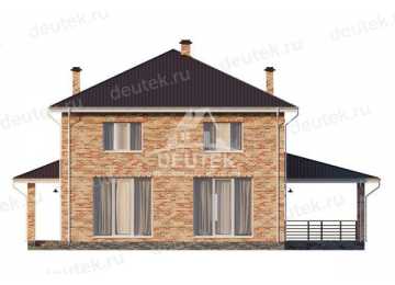 Проект жилого двухэтажного дома в европейском стиле из газобетона с сауной и большими окнами LK-96