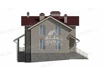 Проект жилого квадратного двухэтажного дома из керамических блоков с цокольным этажом, тренажёрными залом и кабинетом LK-113