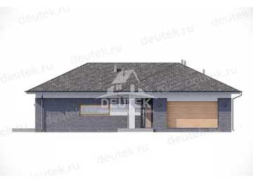 Проект жилого одноэтажного дома из газобетона в европейском стиле с двухместным гаражом и террасой LK-129