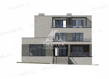 Проект узкого трехэтажного дома из керамических блоков с подвалом, бассейном и бильярдной - LK-156
