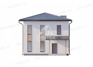 Проект узкого двухэтажного дома из газобетона с большими окнами - LK-186