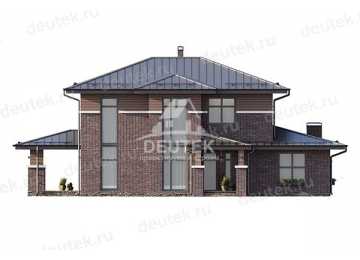 Проект узкого двухэтажного дома с большими окнами и тренажерным залом - LK-299