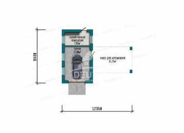 Проект современного одноместного гаража с навесом для автомобиля - LK-303