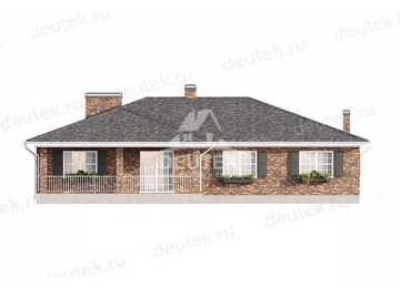 Проект квадратного одноэтажного дома с одноместным гаражом - LK-307