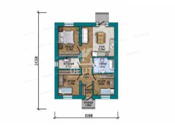Проект узкого одноэтажного дома с площадью до 100 кв м - LK-308