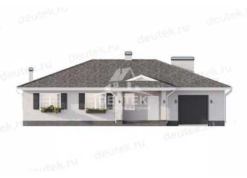 Проект квадратного одноэтажного дома с одноместным гаражом - LK-324