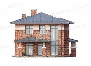 Проект узкого двухэтажного дома с большими окнами и тренажерным залом - LK-327