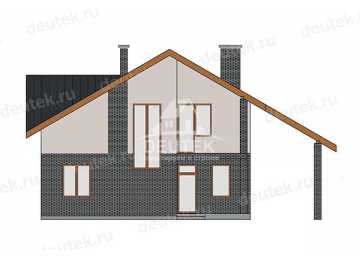 Проект загородного двухэтажного дома с навесом для автомобиля - LK-385