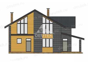 Проект загородного двухэтажного дома с большими окнами - LK-386