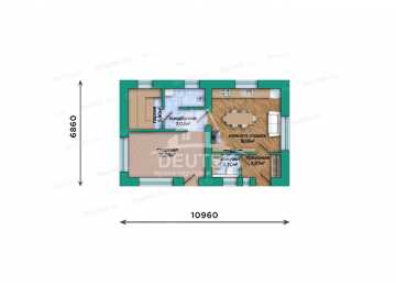 Проект бани 53,4 м² — комната отдыха 18,8 м², спортзал 15 м² и парная - LK-540