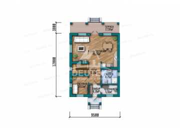 Проект двухэтажного дома площадью 176 м² — 3 спальни, кабинет, терраса и кухня-гостиная площадью 45,25 м² - LK-550