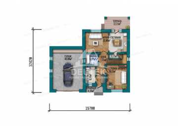  Проект двухэтажного дома площадью 214 м² — 3 спальни, гостевая-кабинет, гараж 48 м² и терраса - LK-555