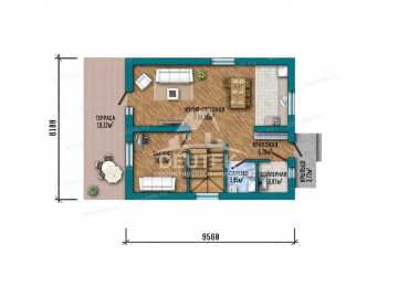 Проект мансардного дома 124 м² — 3 спальни, кабинет и терраса - LK-556