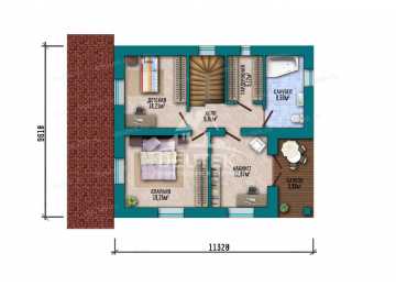 Двухэтажный дом 174,6 м² с 4 спальнями, кабинетом и крытой террасой - LK-564