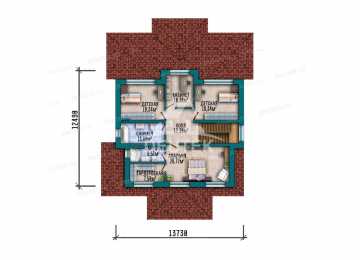 Проект двухэтажного дома 368 м² с подвалом — 4 спальни, кабинет и терраса 49,88 м² - LK-565