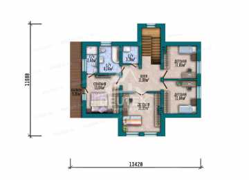 Проект одноэтажного дома 178,85 м² — 4 спальни, терраса и балкон - LK-577