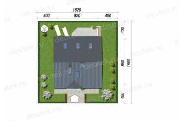 Проект квадратного дома с мансардой и камином 8 на 8 метров DTA10032