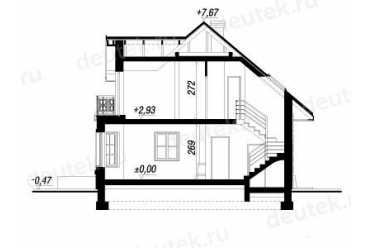 Проект европейского дома с мансардой и гаражом 10 на 13 метров DTA10035