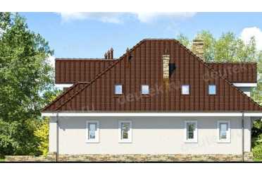 Проект европейского дома с мансардой и камином 11 на 13 метров DTA10038