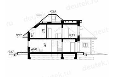 Проект европейского дома с мансардой и двухместным гаражом 13 на 13 метров DTV100003