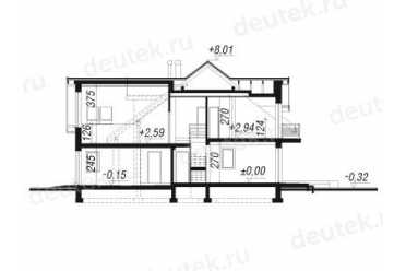 Проект европейского дома с мансардой и гаражом 13 на 15 метров DTA100108