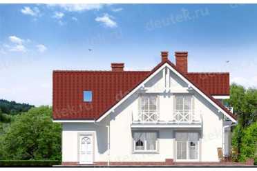 Проект европейского дома с мансардой и одноместным камином 8 на 12 метров DTA100110