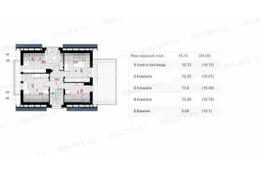Проект европейского дома с мансардой и одноместным гаражом 8 на 14 метров DTA100118