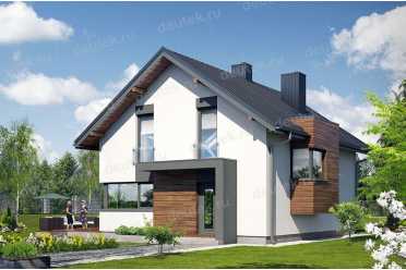 Проект европейского двухэтажного дома с камином и мансардой 9 на 11 м DTA100130