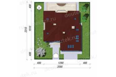 Проект европейского дома с мансардой и двухместным гаражом 11 на 15 метров DTA100133