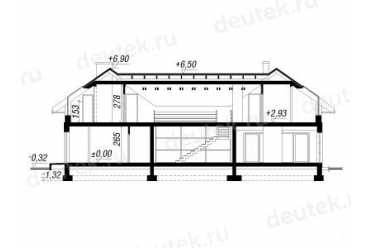 Проект европейского дома с мансардой двухместным гаражом 17 на 18 метров DTA100139