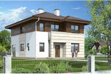 Проект европейского дома с камином 8 на 12 метров DTA100143