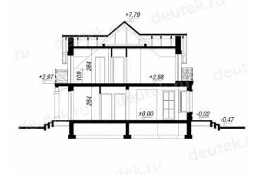 Проект европейского дома с мансардой и камином 9 на 11 метров DTA100148