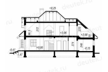 Проект европейского дома с мансардой и одноместным гаражом 9 на 15 метров DTA100149