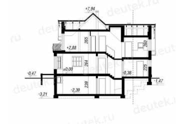 Проект европейского дома с мансардой и одноместным гаражом 10 на 12 метров DTA100150