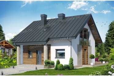 Проект европейского дачного дома с мансардой и камином 8 на 8 метров DTA100153