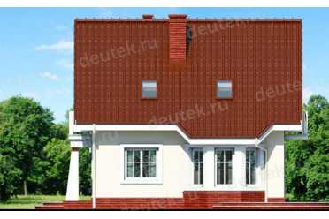 Проект европейского дома с мансардой и одноместным гаражом 8 на 11 метров DTA100166