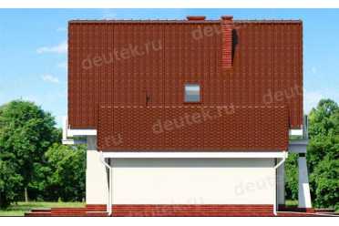 Проект европейского дома с мансардой и одноместным гаражом 8 на 11 метров DTA100166