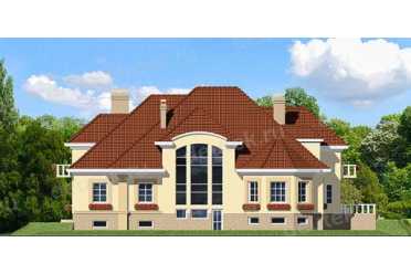Проект европейского дома с мансардой и двухместным гаражом 21 на 21 метров DTA100170