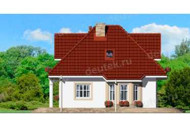 Проект европейского двухэтажного дома с одноместным гаражом 12 на 9 м DTA100173