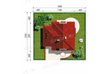 Проект европейского двухэтажного дома с одноместным гаражом 12 на 9 м DTA100173