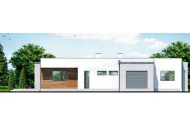 Проект европейского одноэтажного дома с одноместным гаражом 19 на 14 м DTA100181